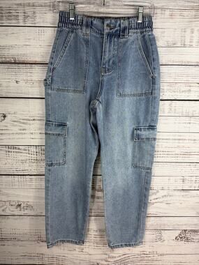 Indigo Rising Women’s Cargo Relaxed Fit Jeans 25 100% Cotton High Rise Boho Y2K